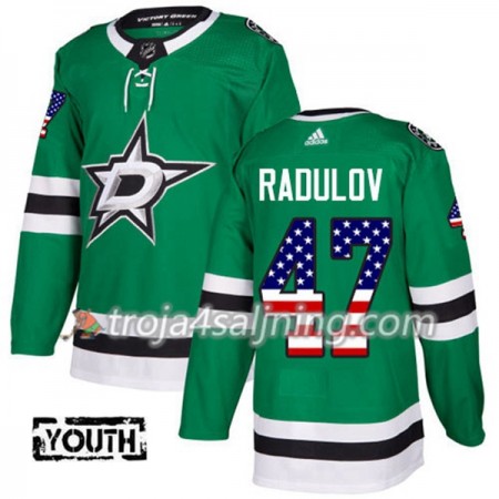 Dallas Stars tröja Alexander Radulov 47 Adidas 2017-2018 Kelly Grön USA Flag Fashion Authentic - NHL Tröjor Barn